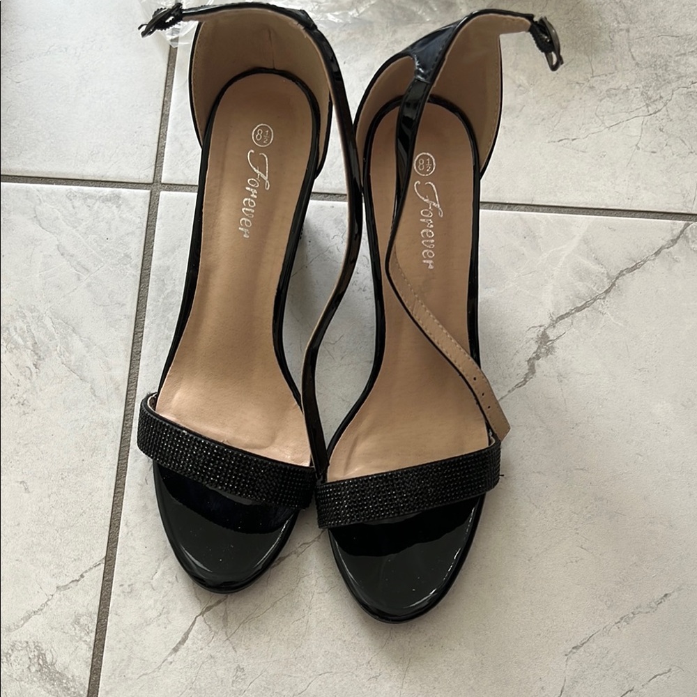 Forever 21 Black Heels with Ankle Strap